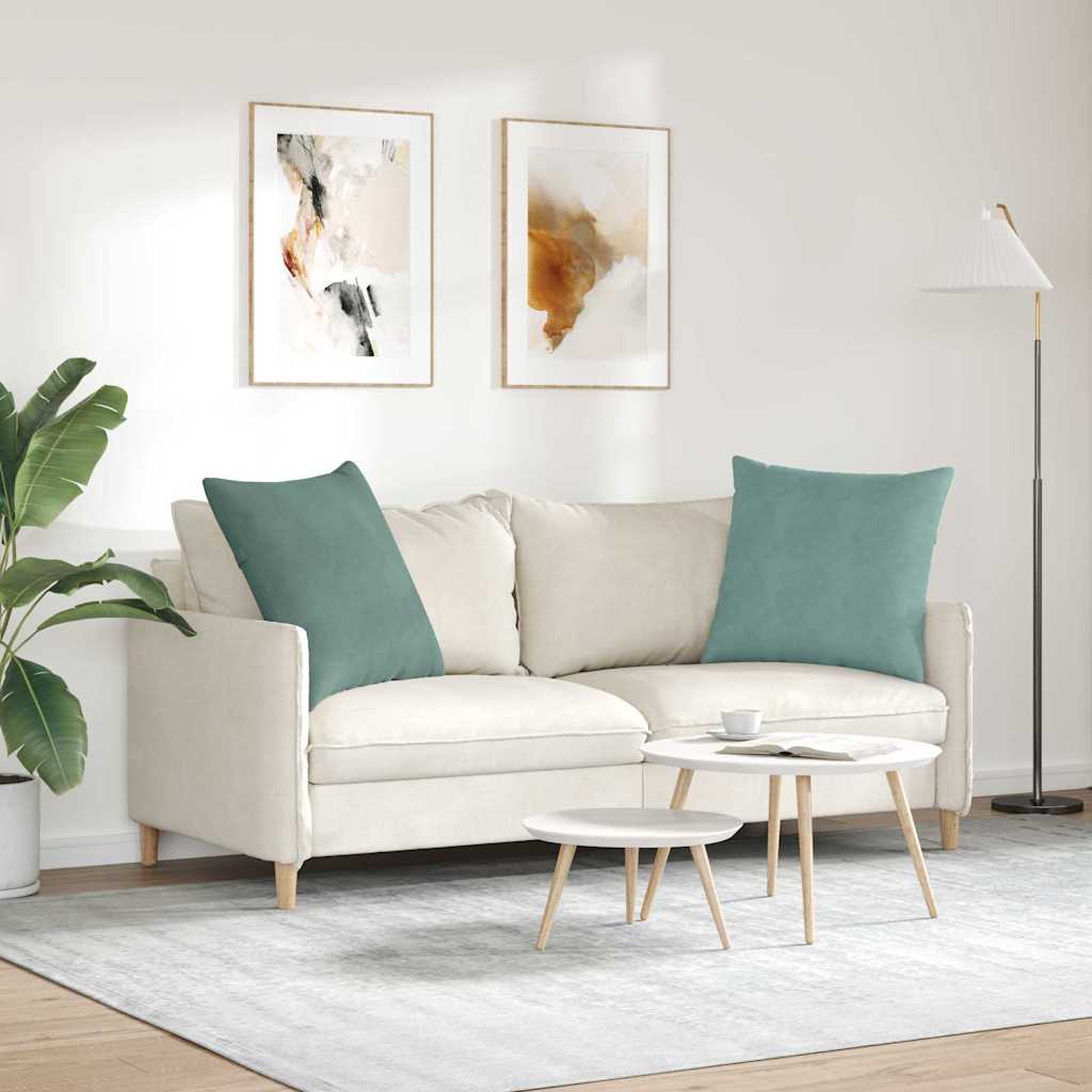 Cuscini da Divano 2 pcs Verde Mare 80 x 80 cm Tessuto in Cords | homemem39