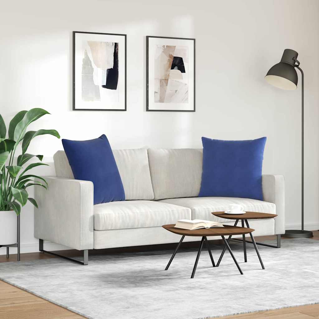 Cuscini da Divano 2 pcs Blu Polizia 80 x 80 cm Tessuto in Cords | homemem39