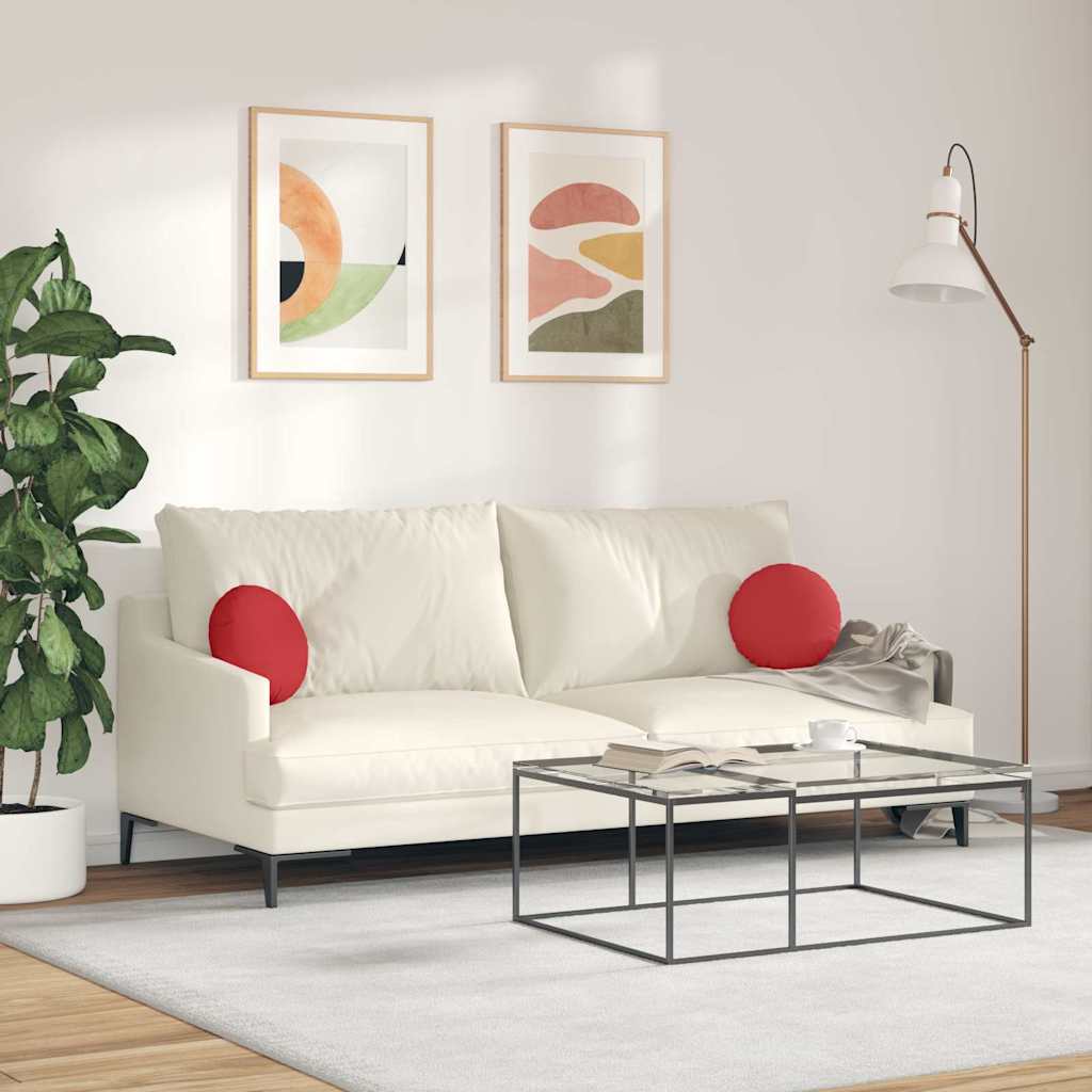 Cuscini per Seduta 2 pcs Rosso Ø30 x 13 cm Tessuto | homemem39