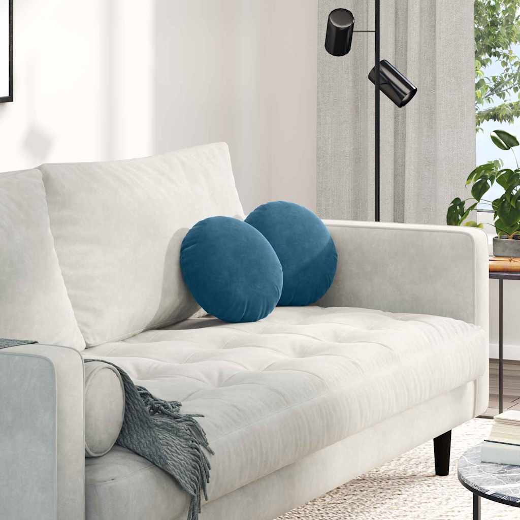 Cuscini per Seduta 2 pcs Blu Ø30 x 13 cm Velluto | homemem39