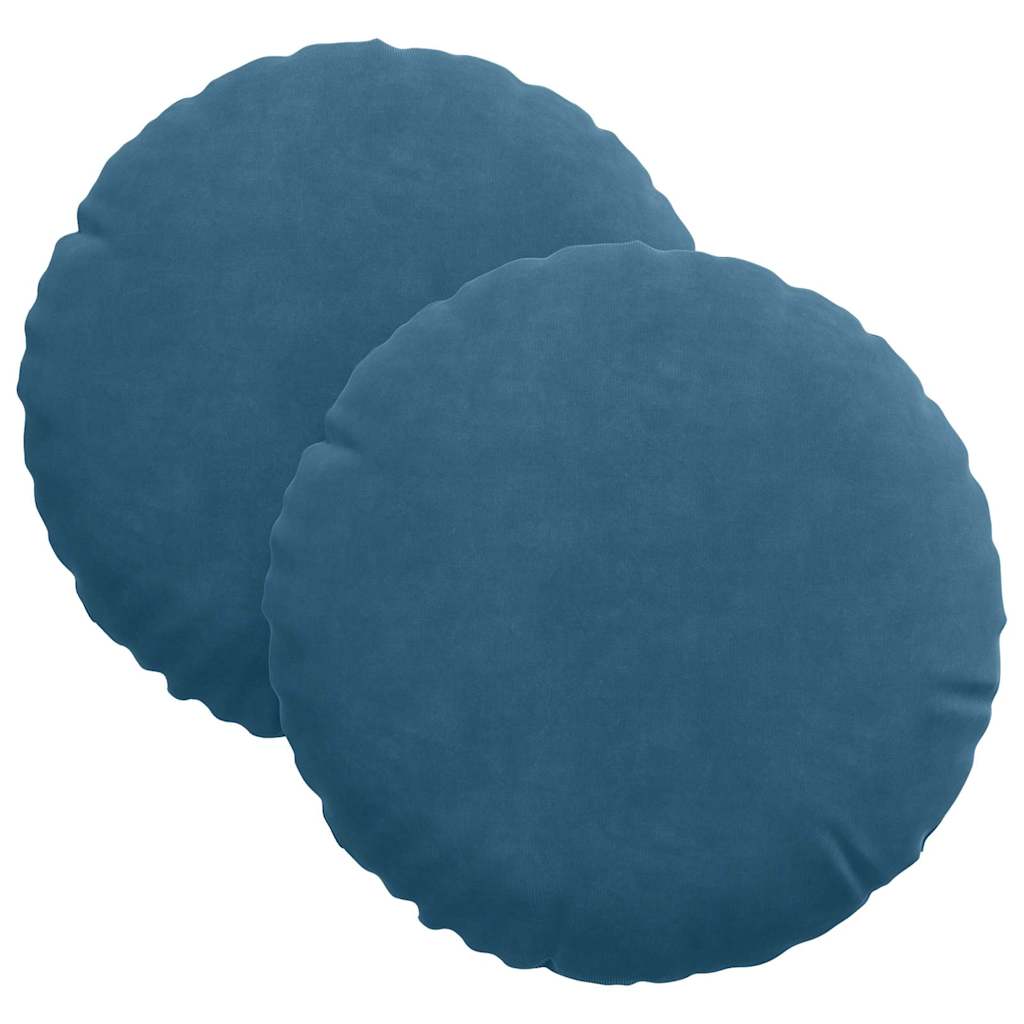 Cuscini per Seduta 2 pcs Blu Ø30 x 13 cm Velluto | homemem39