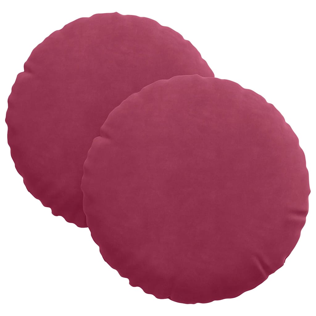 Cuscini per Seduta 2 pcs Rosso Vino Ø30 x 13 cm Velluto | homemem39