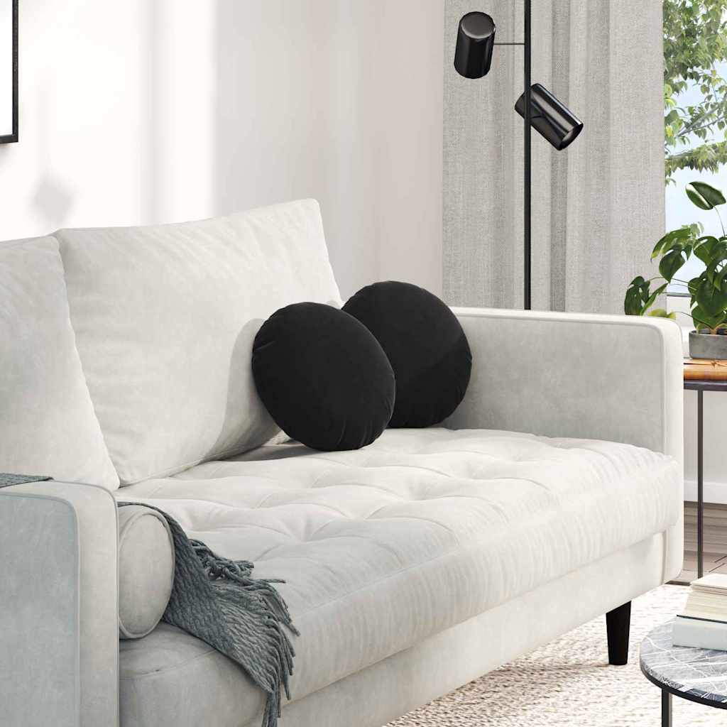 Cuscini per Seduta 2 pcs Nero Ø30 x 13 cm Velluto | homemem39