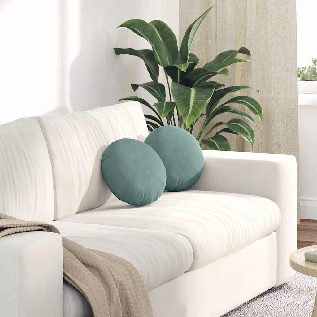 Cuscini per Seduta 2 pcs Verde Mare Ø30 x 13 cm Velluto | homemem39