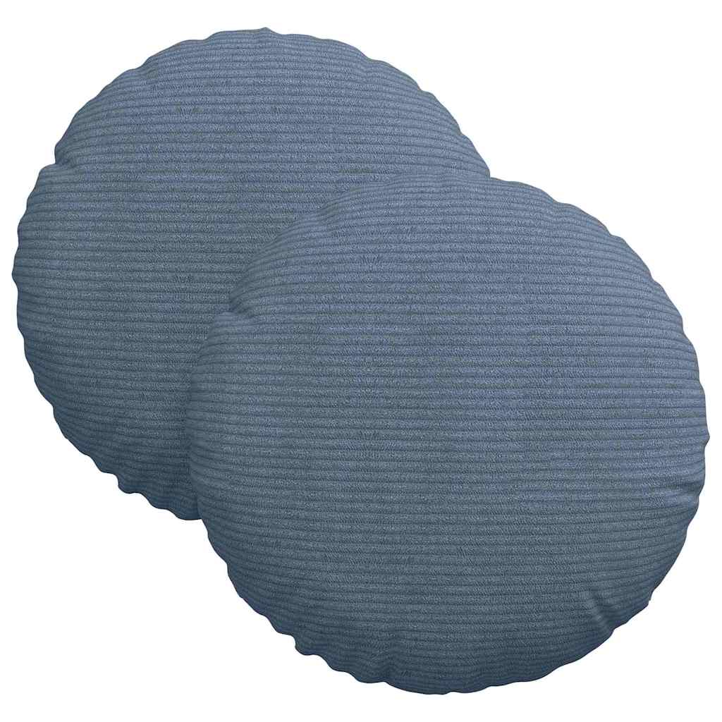 Cuscini per Seduta 2 pcs Blu Ø30 x 13 cm Tessuto in Cords | homemem39