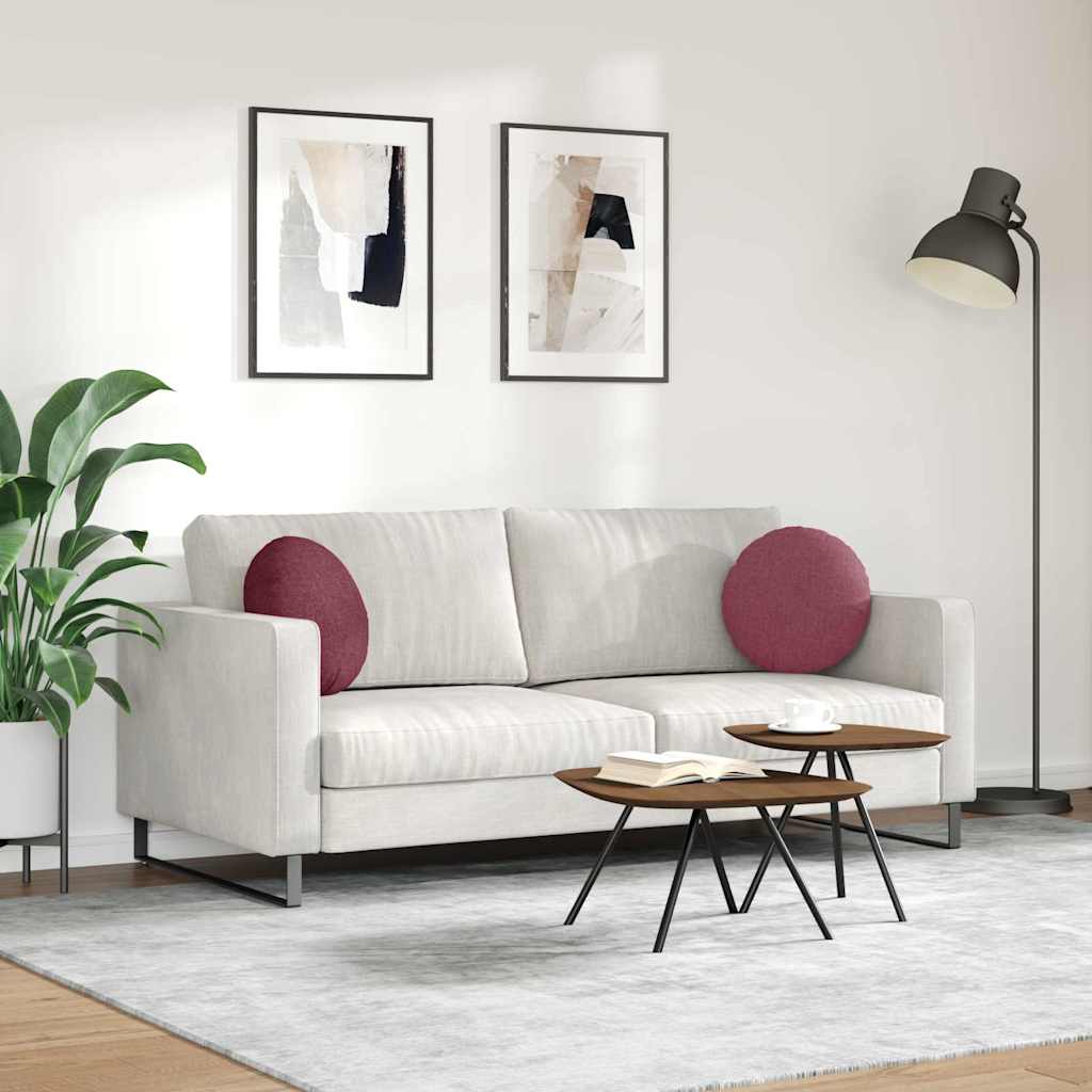 Cuscini per Seduta 2 pcs Rosso Vino Ø40 x 13 cm Tessuto | homemem39