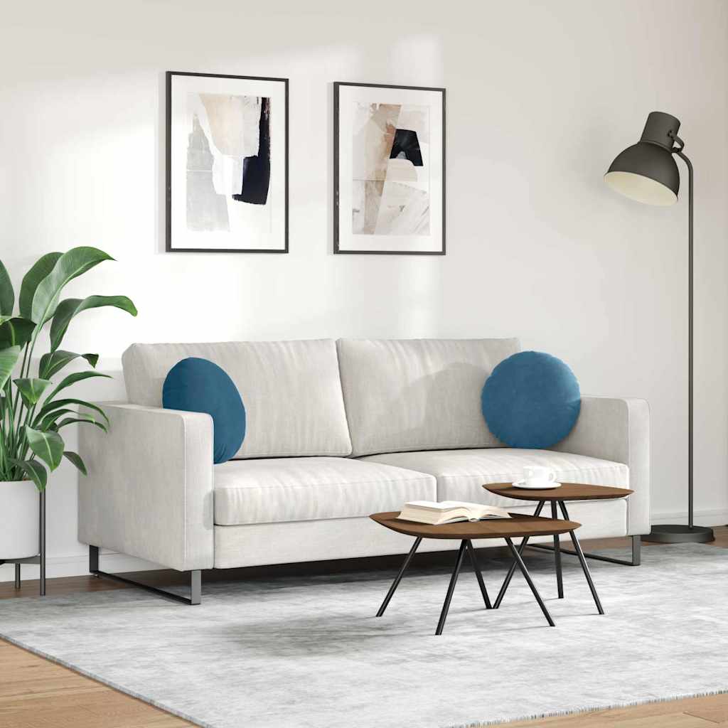 Cuscini per Seduta 2 pcs Blu Ø 40 x 13 cm Velluto | homemem39
