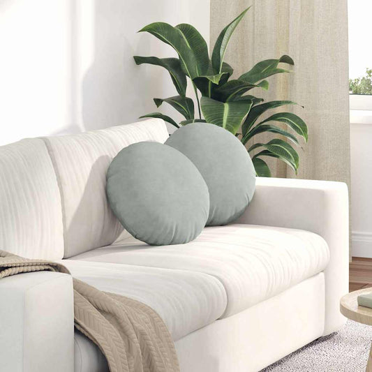 Cuscini per Seduta 2 pcs Grigio chiaro Ø 40 x 13 cm Velluto | homemem39