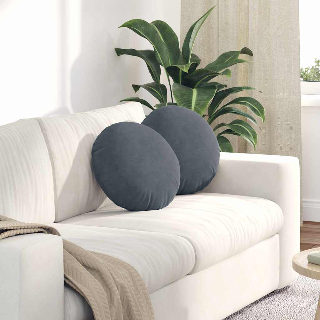 Cuscini per Seduta 2 pcs Grigio scuro Ø 40 x 13 cm Velluto | homemem39