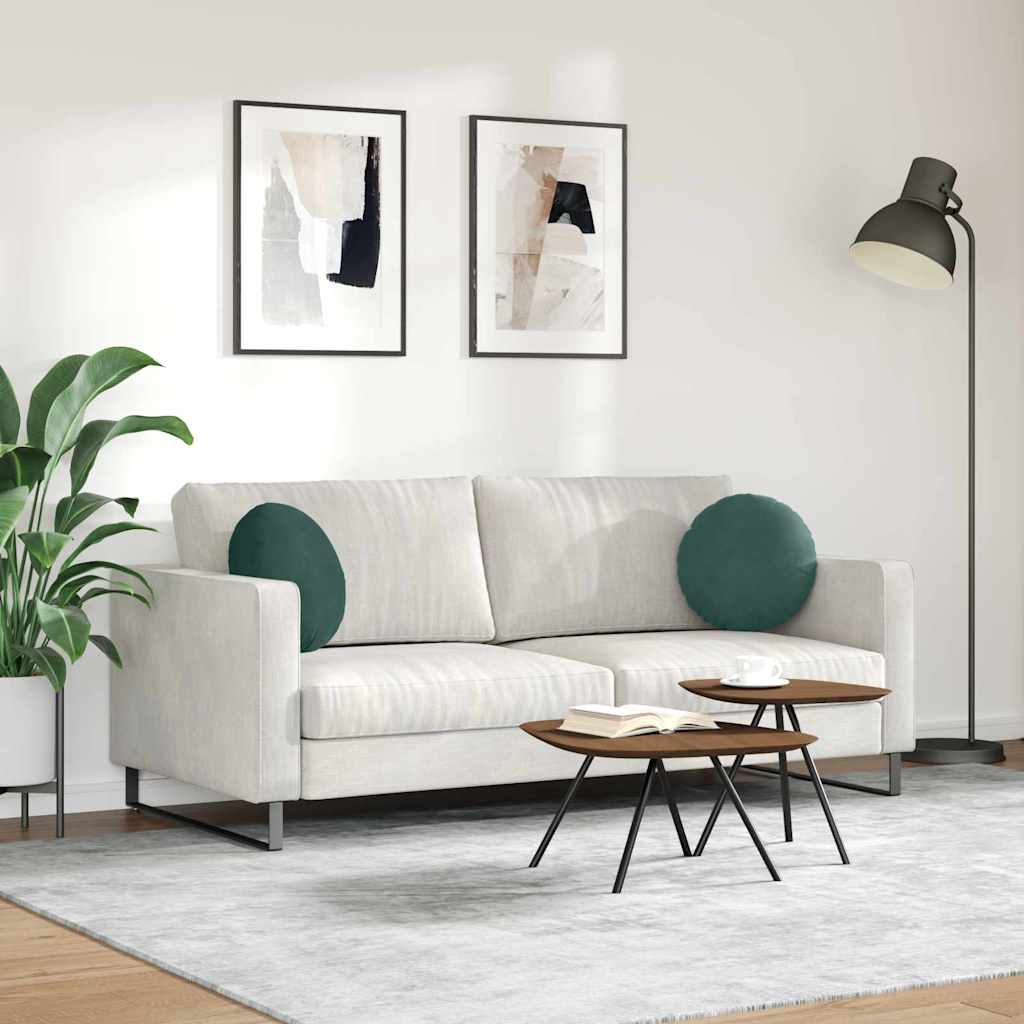 Cuscini per Seduta 2 pcs Verde Scuro Ø 40 x 13 cm Velluto | homemem39