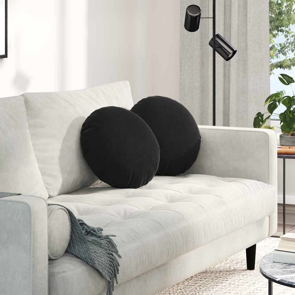 Cuscini per Seduta 2 pcs Nero Ø 40 x 13 cm Velluto | homemem39