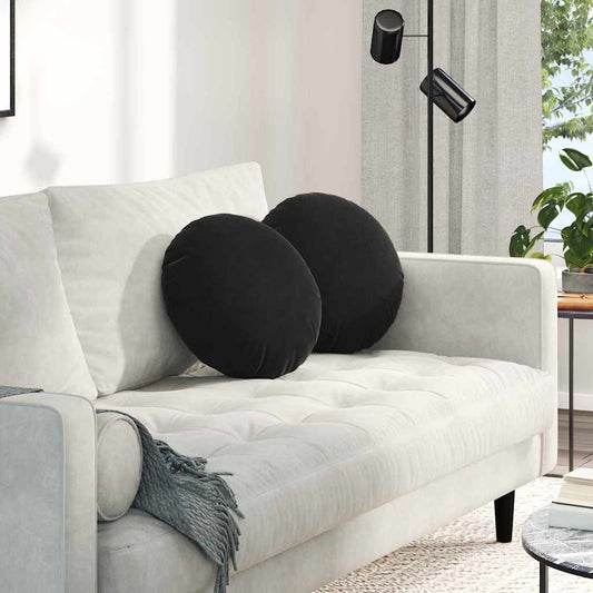Cuscini per Seduta 2 pcs Nero Ø 40 x 13 cm Velluto | homemem39