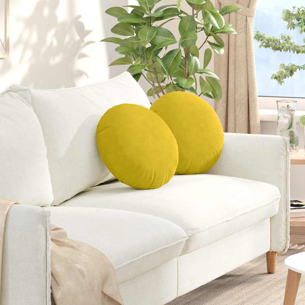 Cuscini per Seduta 2 pcs Giallo Ø 40 x 13 cm Velluto | homemem39