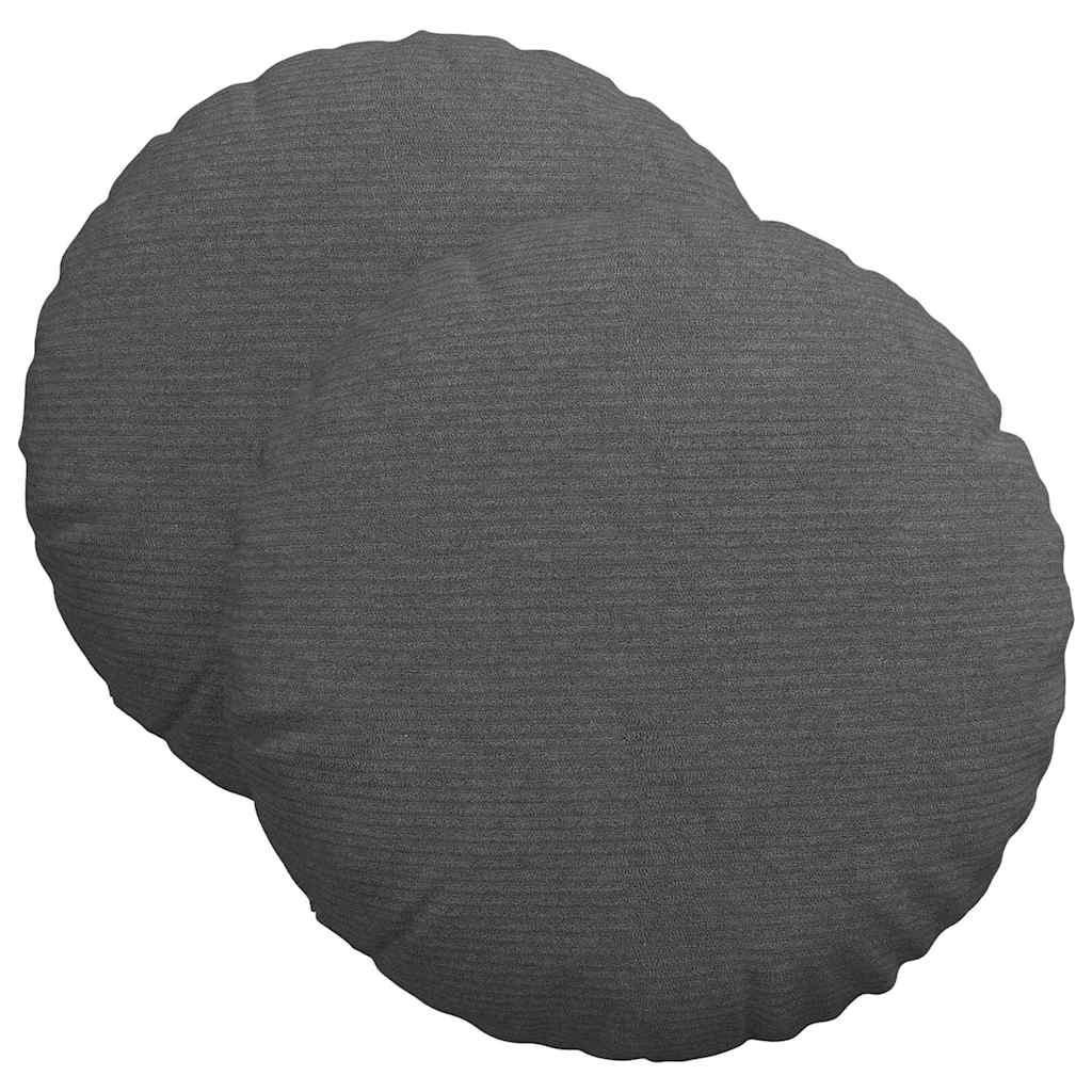 Cuscini per Seduta 2 pcs Grigio scuro Ø 40 cm Tessuto in Cords | homemem39