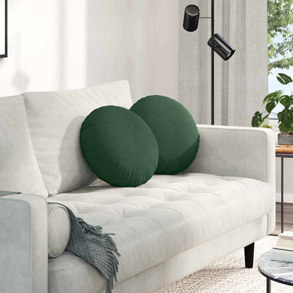 Cuscini per Seduta 2 pcs Verde Scuro Ø 40 cm Tessuto in Cords | homemem39