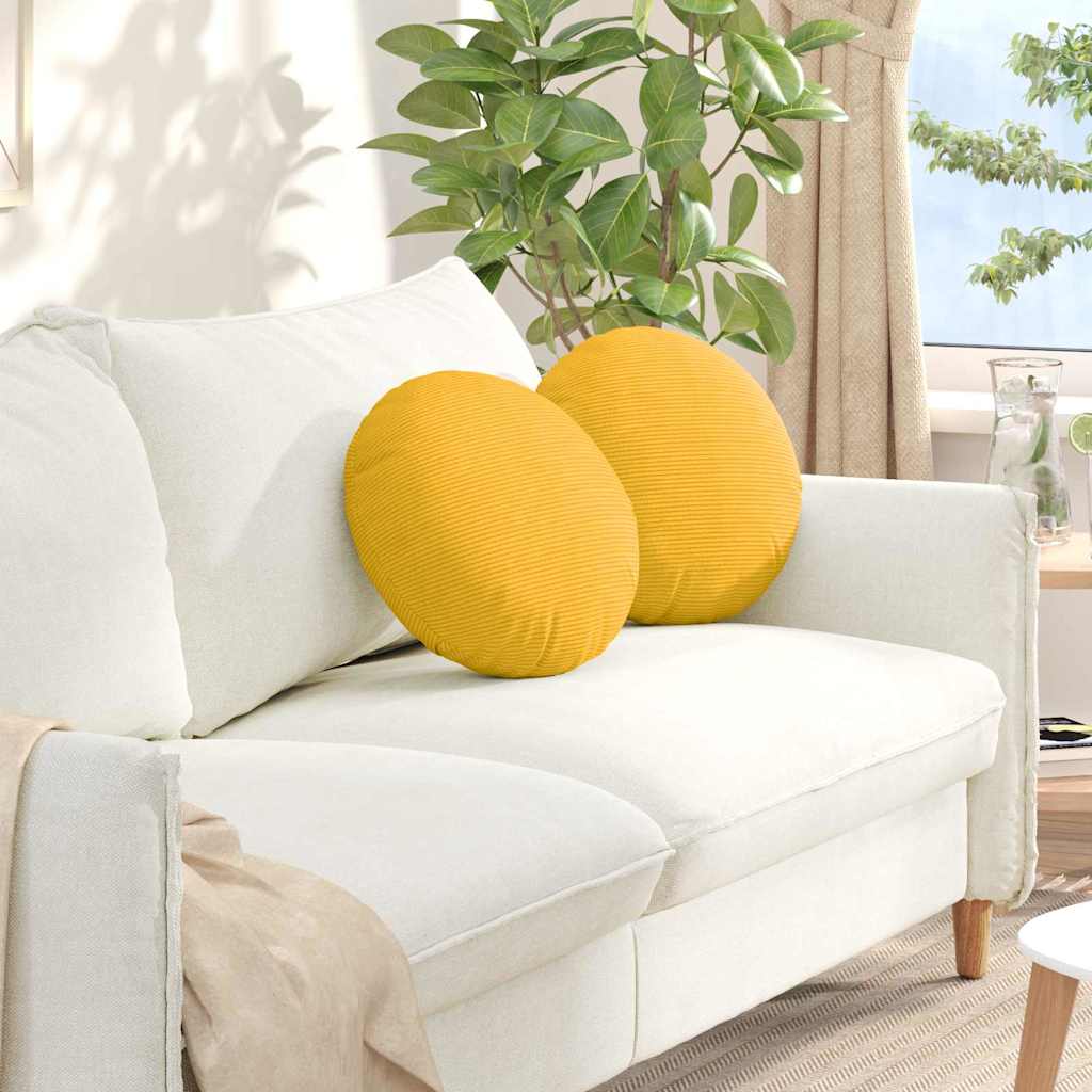 Cuscini per Seduta 2 pcs Giallo Chiaro Ø 40 cm Tessuto in Cords | homemem39