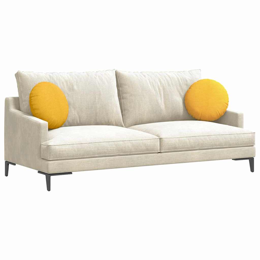 Cuscini per Seduta 2 pcs Giallo Chiaro Ø 40 cm Tessuto in Cords | homemem39