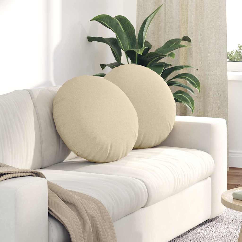 Cuscini per Seduta 2 pcs Crema Ø50 x 19 cm Tessuto | homemem39