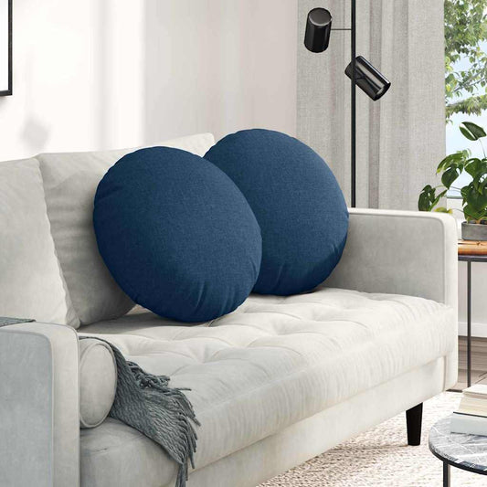 Cuscini per Seduta 2 pcs Blu Ø50 x 19 cm Tessuto | homemem39