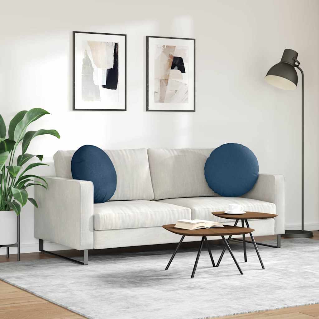 Cuscini per Seduta 2 pcs Blu Ø50 x 19 cm Tessuto | homemem39