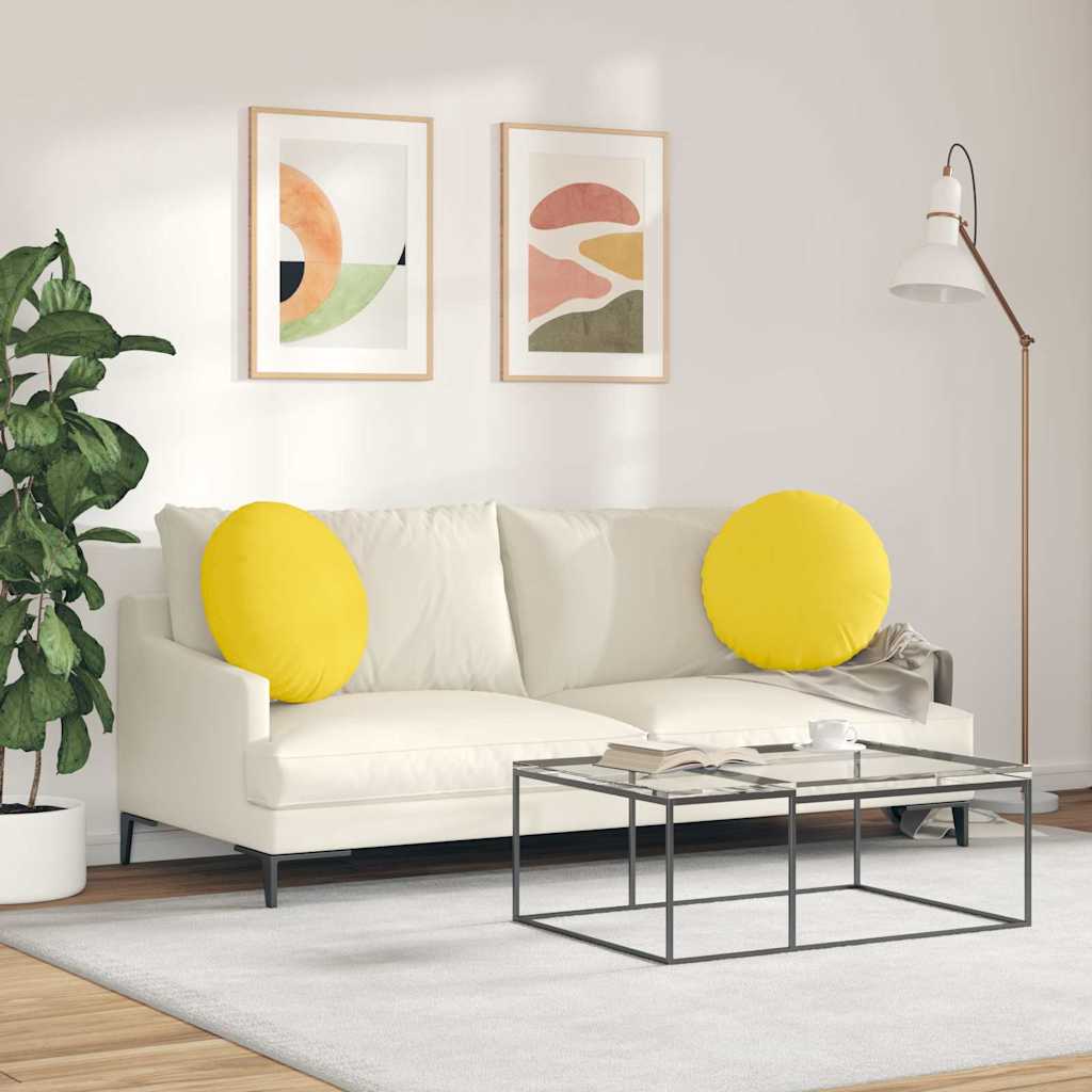 Cuscini per Seduta 2 pcs Giallo Chiaro Ø50 x 19 cm Tessuto | homemem39