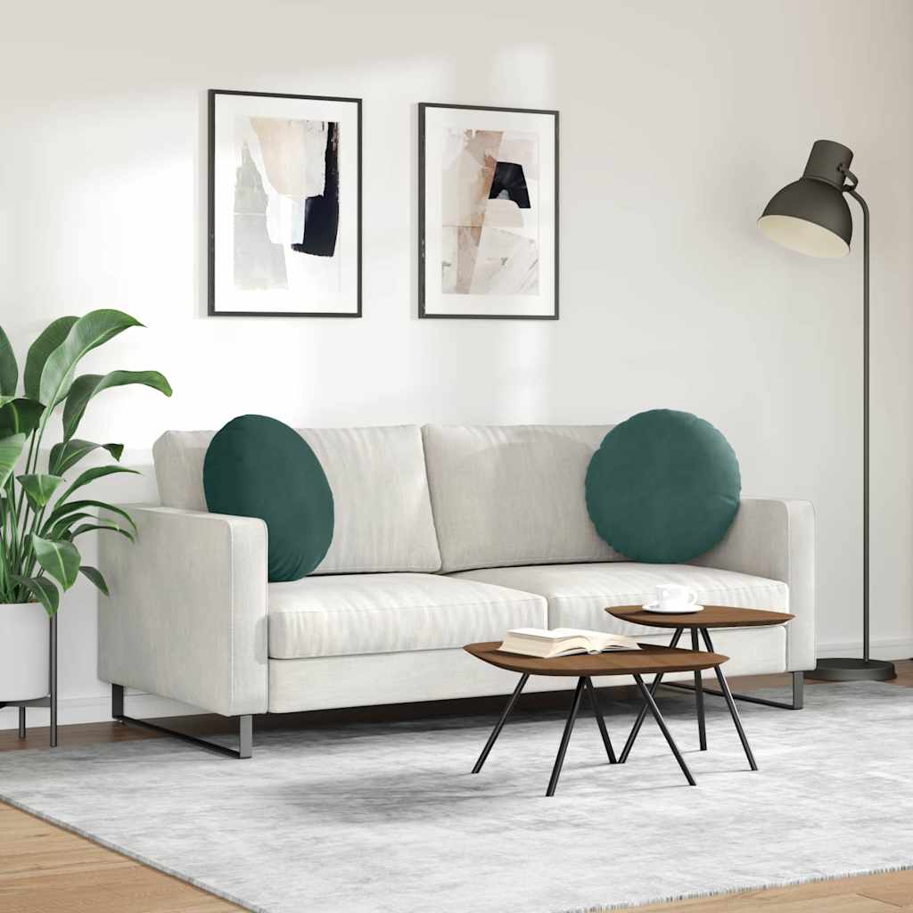 Cuscini per Seduta 2 pcs Verde Scuro Ø50 x 19 cm Velluto | homemem39