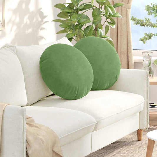 Cuscini per Seduta 2 pcs Verde chiaro Ø50 x 19 cm Velluto | homemem39
