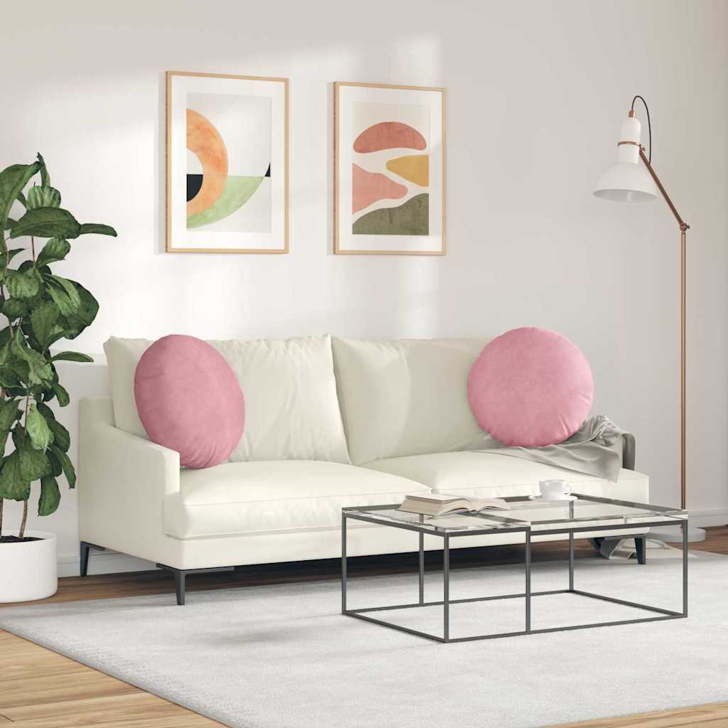 Cuscini per Seduta 2 pcs Rosa Ø50 x 19 cm Velluto | homemem39