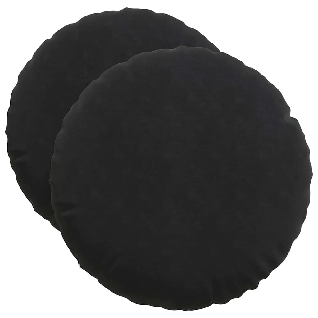 Cuscini per Seduta 2 pcs Nero Ø50 x 19 cm Velluto | homemem39