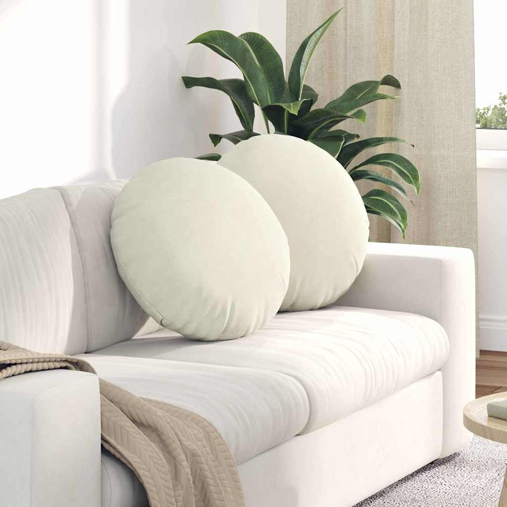 Cuscini per Seduta 2 pcs Crema Ø50 x 19 cm Velluto | homemem39
