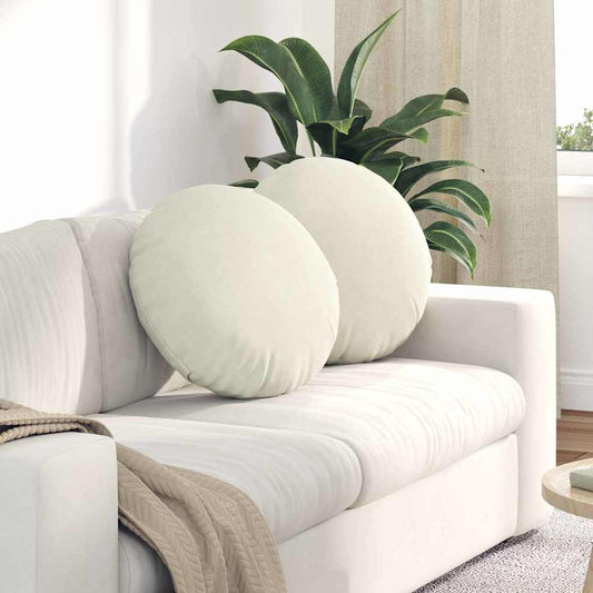 Cuscini per Seduta 2 pcs Crema Ø50 x 19 cm Velluto | homemem39
