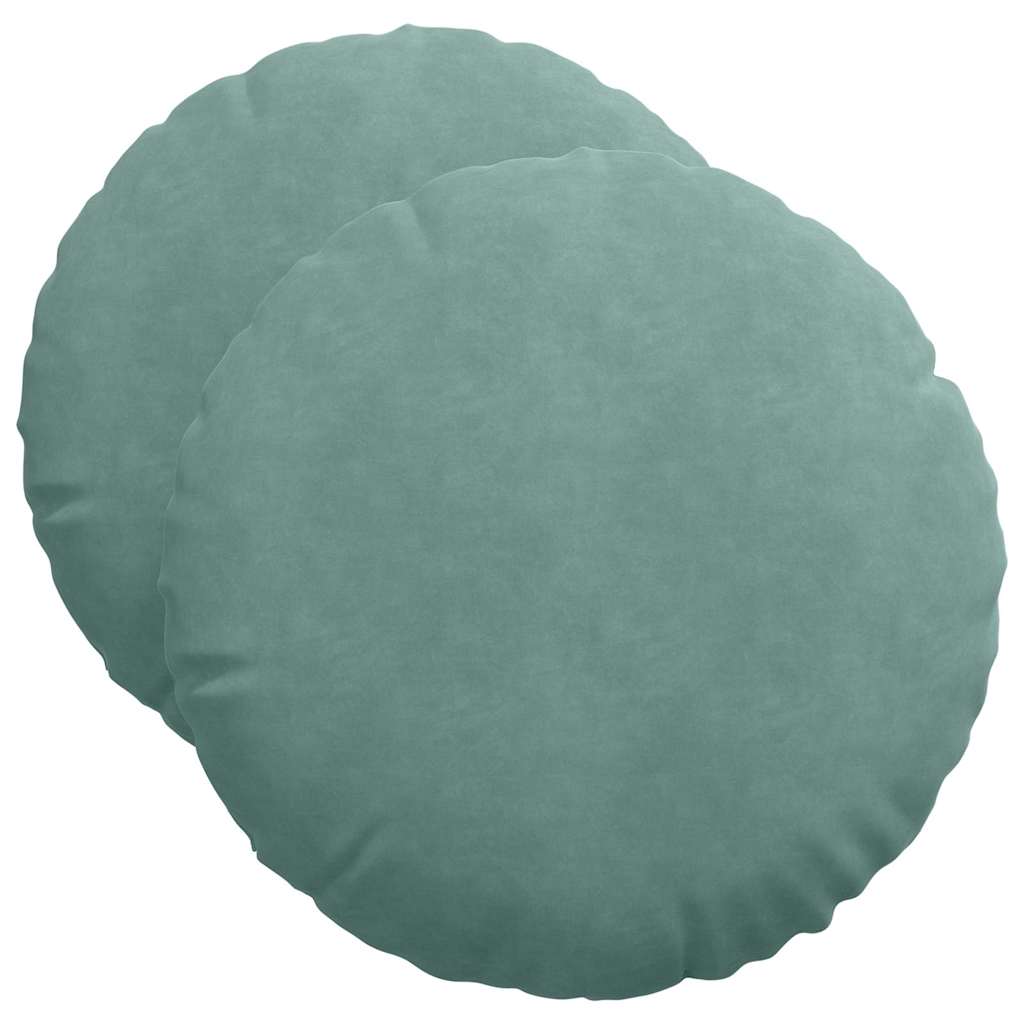 Cuscini per Seduta 2 pcs Verde Mare Ø50 x 19 cm Velluto | homemem39