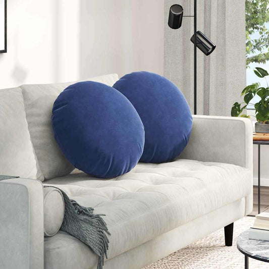 Cuscini per Seduta 2 pcs Blu Polizia Ø50 x 19 cm Velluto | homemem39