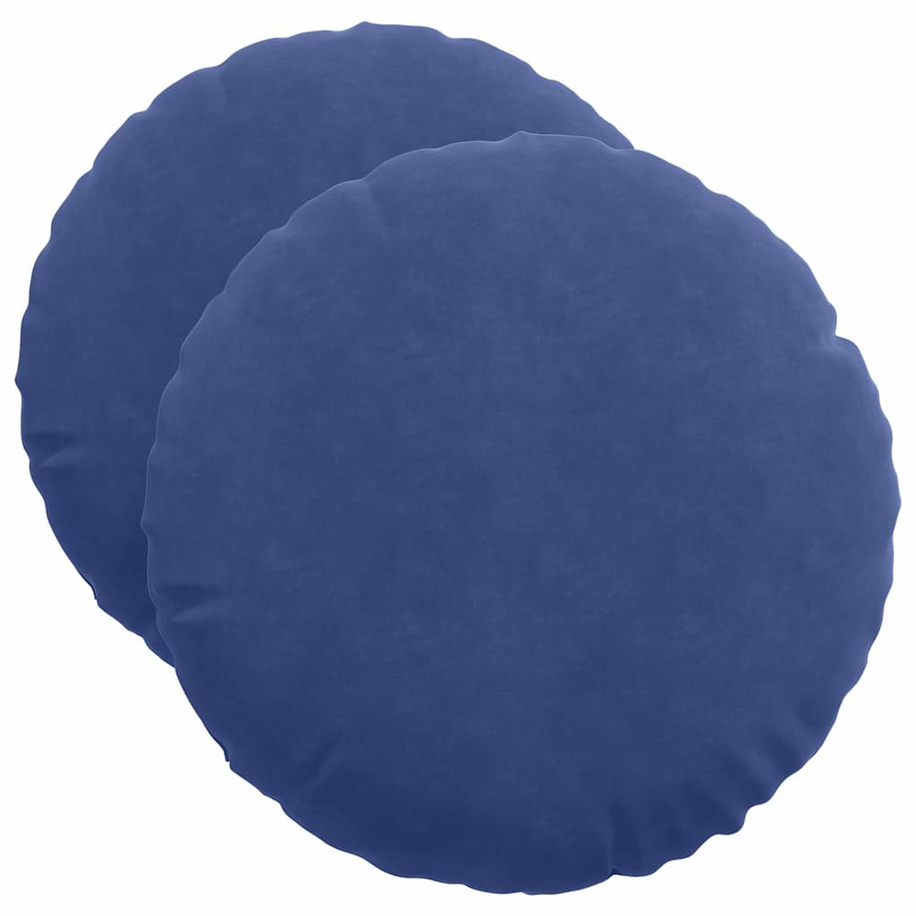 Cuscini per Seduta 2 pcs Blu Polizia Ø50 x 19 cm Velluto | homemem39