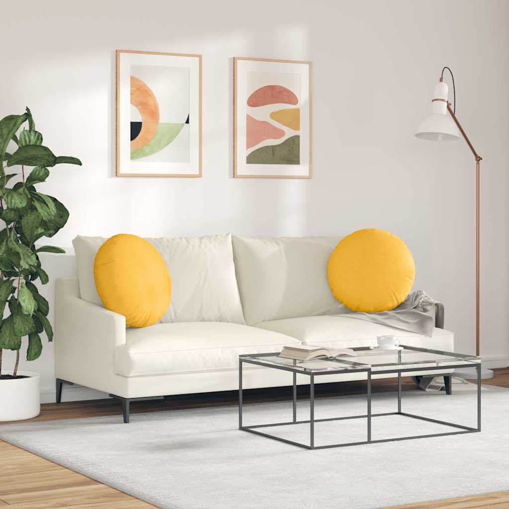 Cuscini per Seduta 2 pcs Giallo Chiaro Ø50 x 19 cm | homemem39