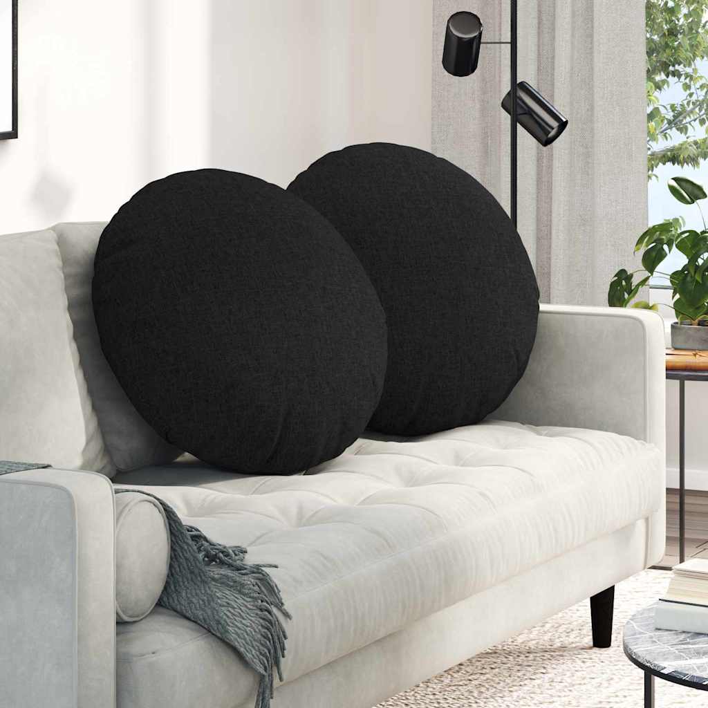 Cuscini per Seduta 2 pcs Nero Ø60 x 21 cm Tessuto | homemem39