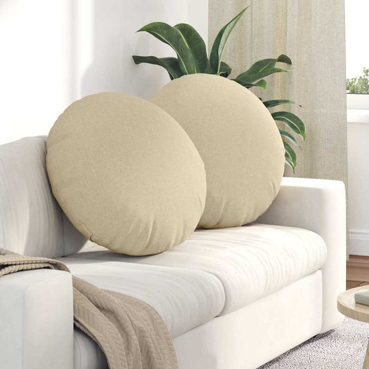 Cuscini per Seduta 2 pcs Crema Ø60 x 21 cm Tessuto | homemem39