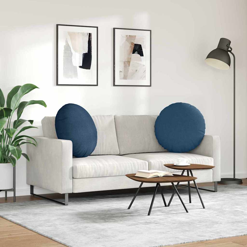 Cuscini per Seduta 2 pcs Blu Ø60 x 21 cm Tessuto | homemem39