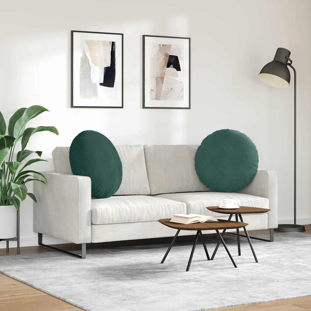 Cuscini per Seduta 2 pcs Verde Scuro Ø60 x 21 cm Velluto | homemem39