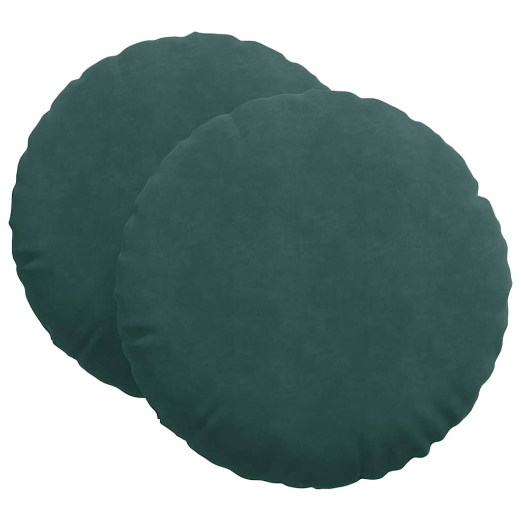 Cuscini per Seduta 2 pcs Verde Scuro Ø60 x 21 cm Velluto | homemem39