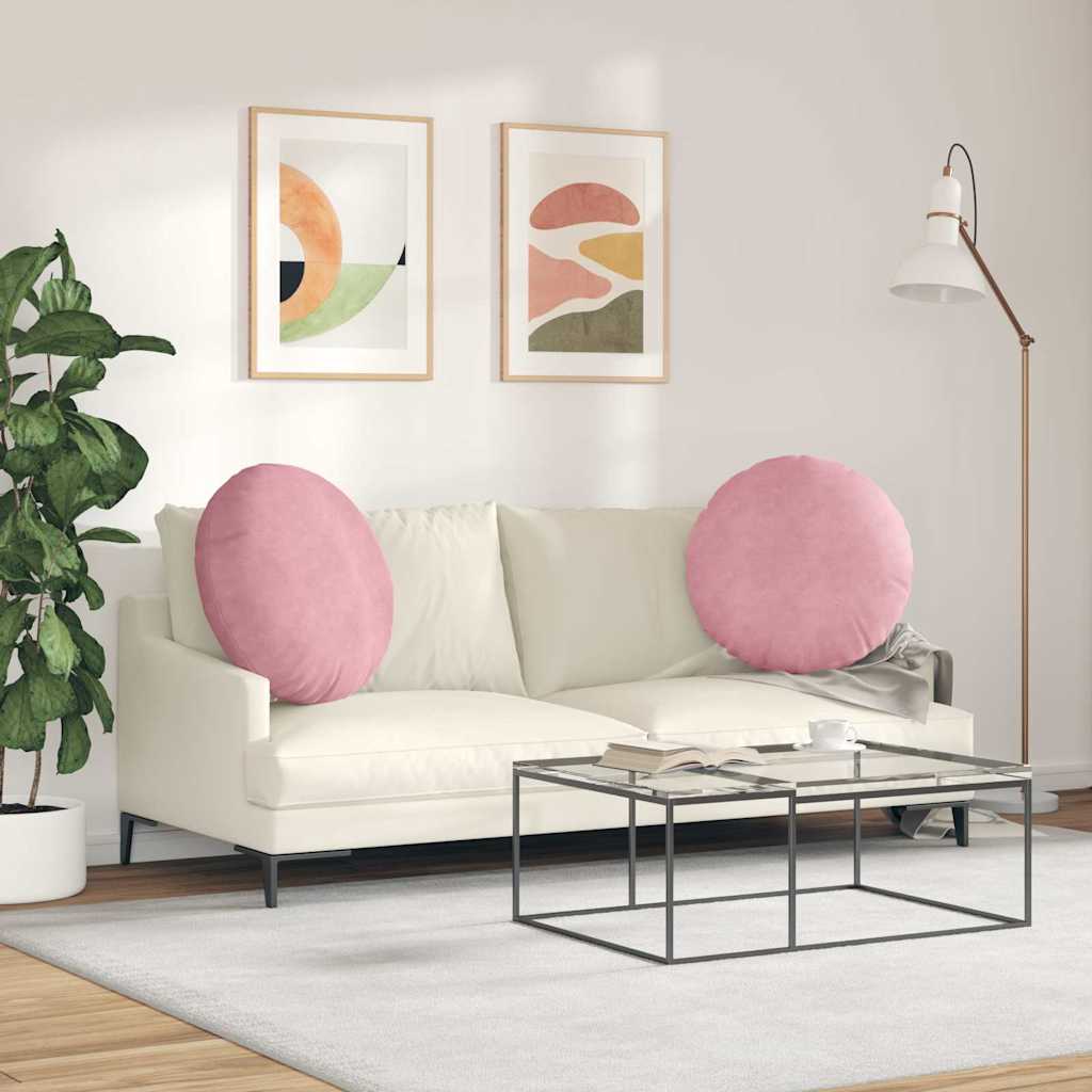 Cuscini per Seduta 2 pcs Rosa Ø60 x 21 cm Velluto | homemem39