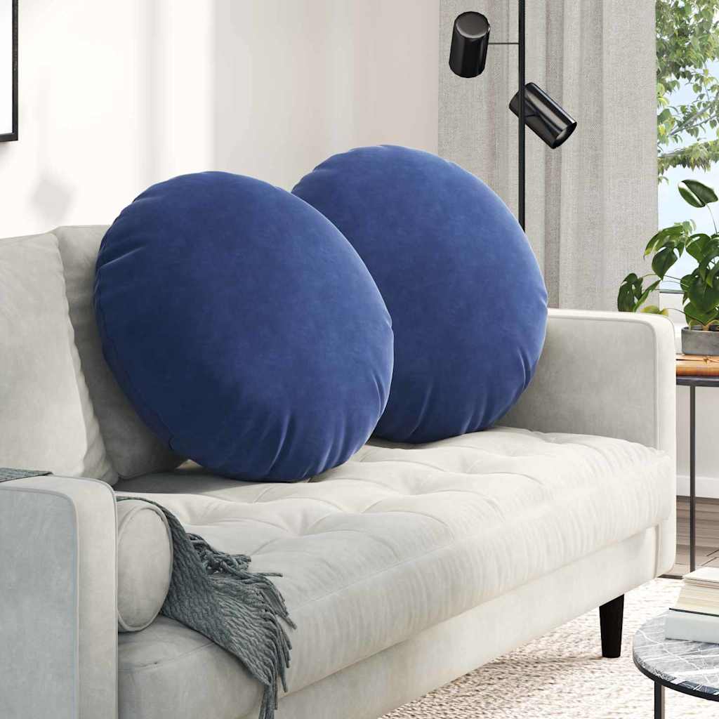 Cuscini per Seduta 2 pcs Blu Polizia Ø60 x 21 cm Velluto
