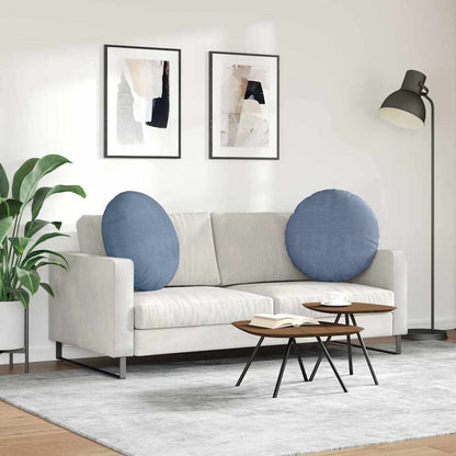 Cuscini per Seduta 2 pcs Blu Ø60 x 21 cm Tessuto in Cords | homemem39