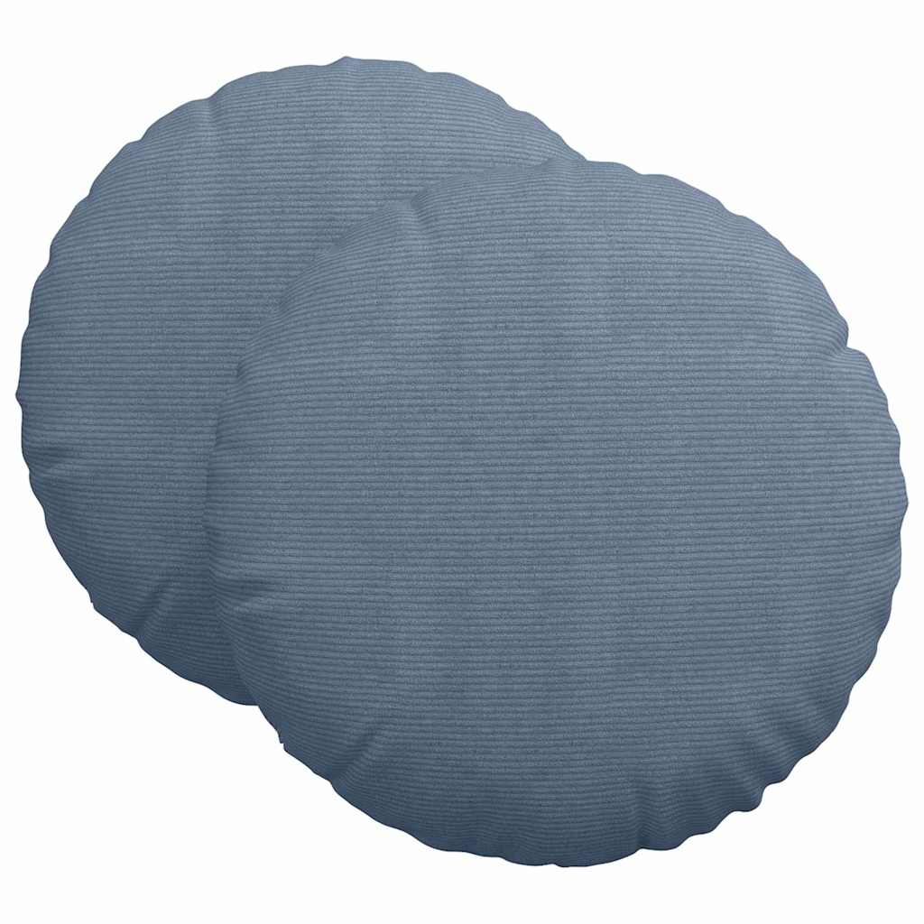 Cuscini per Seduta 2 pcs Blu Ø60 x 21 cm Tessuto in Cords | homemem39