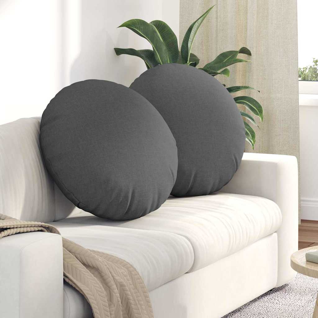 Cuscini per Seduta 2 pcs Grigio scuro Ø80 x 29 cm Tessuto | homemem39