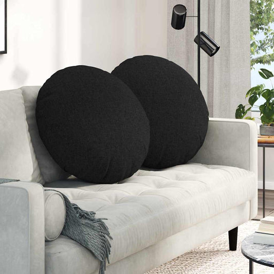 Cuscini per Seduta 2 pcs Nero Ø80 x 29 cm Tessuto | homemem39