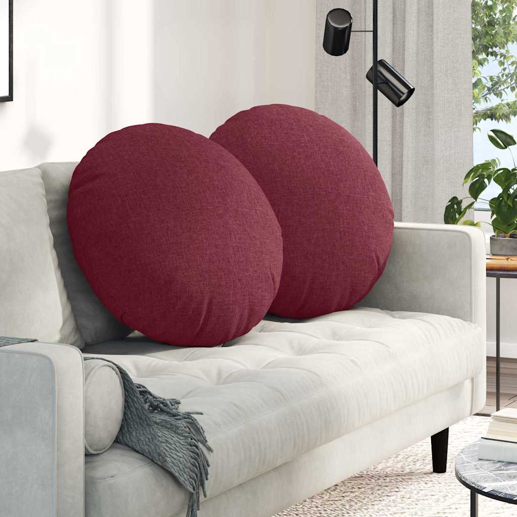 Cuscini per Seduta 2 pcs Rosso Vino Ø80 x 29 cm Tessuto | homemem39