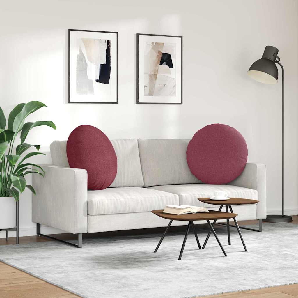 Cuscini per Seduta 2 pcs Rosso Vino Ø80 x 29 cm Tessuto | homemem39
