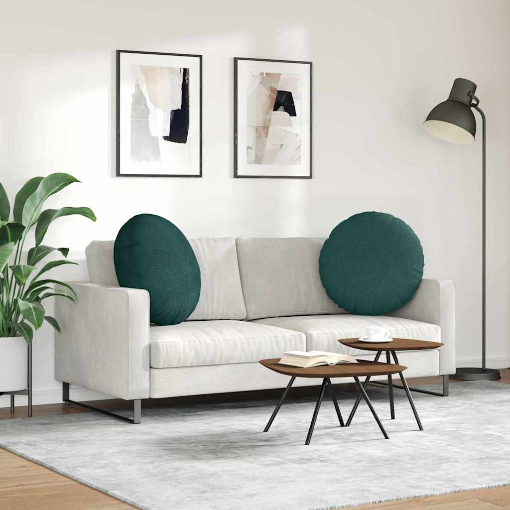 Cuscini per Seduta 2 pcs Verde Scuro Ø80 x 29 cm Tessuto | homemem39