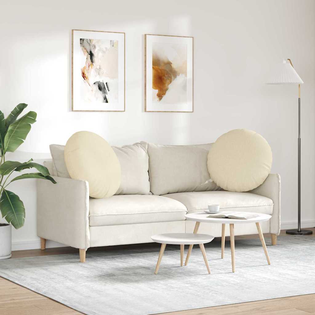 Cuscini per Seduta 2 pcs Crema Ø80 x 29 cm Tessuto | homemem39